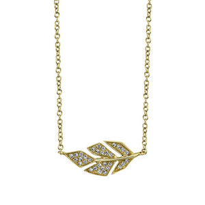 DIAMOND PAVE LEAF NECKLACE - MICHAEL K. JEWELERS