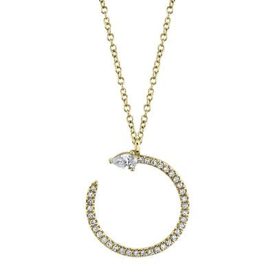 CIRCLE DIAMOND NECKLACE WITH PEAR SHAPED STONE