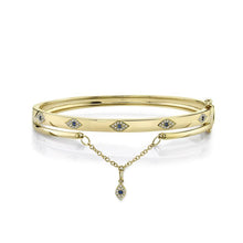 Load image into Gallery viewer, DIAMOND AND BLUE SAPPHIRE EYE CHAIN BANGLE
