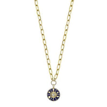 Load image into Gallery viewer, LAPIS MEDALLION PAPERCLIP DIAMOND NECKLACE