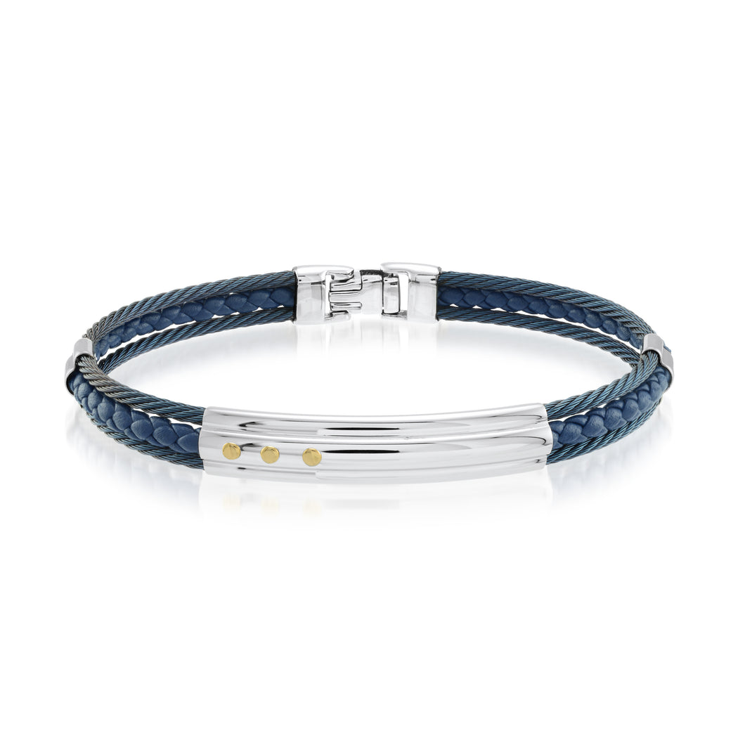 BLUE CABLE LEATHER BANGLE