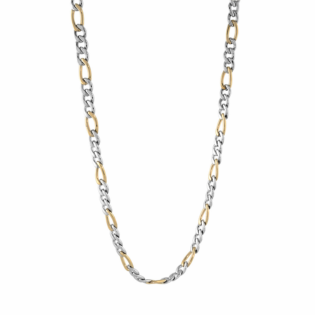 STEEL AND GOLD FIGARO CHAIN