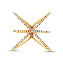 Load image into Gallery viewer, YELLOW GOLD CAGED &quot;X&quot; DIAMOND RING - MICHAEL K. JEWELERS