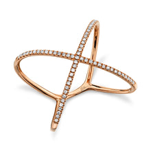 Load image into Gallery viewer, ROSE GOLD DIAMOND &quot;X&quot; RING - MICHAEL K. JEWELERS