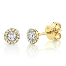 Load image into Gallery viewer, YELLOW GOLD HALO DIAMOND STUD EARRING - MICHAEL K. JEWELERS