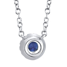 Load image into Gallery viewer, SOLITARE HALO DIAMOND AND SAPPHIRE NECKLACE - MICHAEL K. JEWELERS