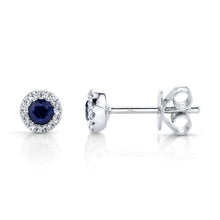 Load image into Gallery viewer, DIAMOND AND BLUE SAPPHIRE STUD EARRING - MICHAEL K. JEWELERS
