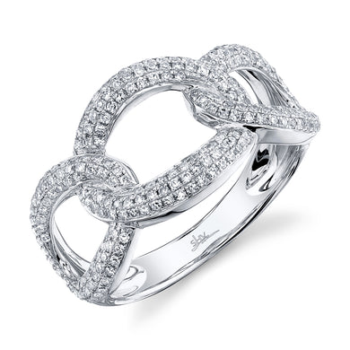 WHITE GOLD BIG CHAIN LINK DIAMOND RING - MICHAEL K. JEWELERS