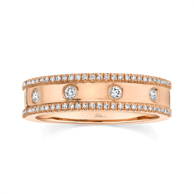 WIDE ROSE GOLD DIAMOND RING - MICHAEL K. JEWELERS