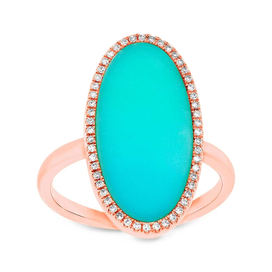 OVAL DIAMOND AND COMPOSITE TURQUOISE RING - MICHAEL K. JEWELERS