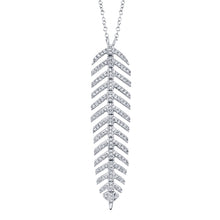 Load image into Gallery viewer, WHITE GOLD DIAMOND FEATHER NECKLACE - MICHAEL K. JEWELERS