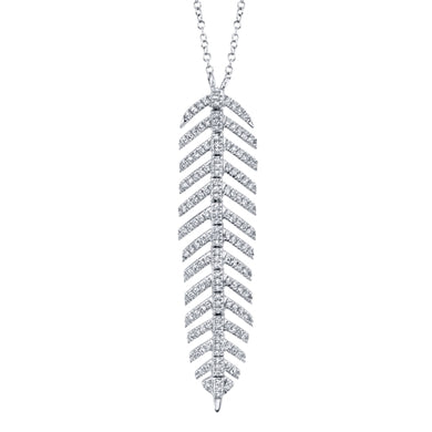 WHITE GOLD DIAMOND FEATHER NECKLACE - MICHAEL K. JEWELERS