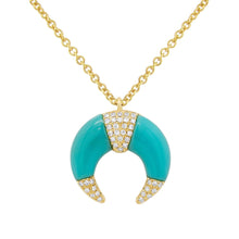 Load image into Gallery viewer, YELLOW GOLD AND TURQUOISE  CRESCENT NECKLACE - MICHAEL K. JEWELERS