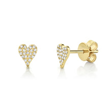 Load image into Gallery viewer, GOLD PAVE DIAMOND HEART STUD EARRING - MICHAEL K. JEWELERS
