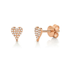 Load image into Gallery viewer, GOLD PAVE DIAMOND HEART STUD EARRING - MICHAEL K. JEWELERS