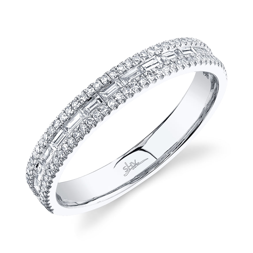 WHITE GOLD ROUND AND BAGUETTE BAND - MICHAEL K. JEWELERS