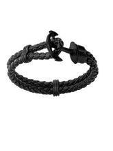 Load image into Gallery viewer, DOUBLE BRAIDED LEATHER WITH ANCHOR CLASP BRACELET - MICHAEL K. JEWELERS