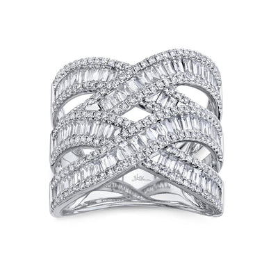 DOUBLE X DIAMOND BAGUETTE STATEMENT RING - MICHAEL K. JEWELERS