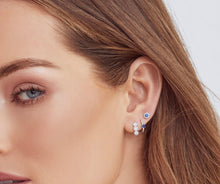 Load image into Gallery viewer, DIAMOND AND BLUE SAPPHIRE STUD EARRING - MICHAEL K. JEWELERS