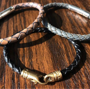 ANTIQUE BROWN BRAIDED LEATHER BRACELET - MICHAEL K. JEWELERS