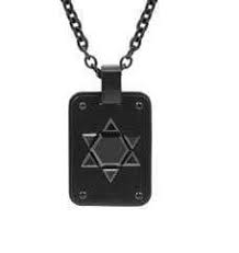 STAINLESS STEEL DOG TAG STAR OF DAVID PENDANT - MICHAEL K. JEWELERS